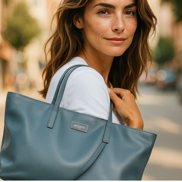 Kate Spade - NWOT, Smokey Blue Nylon Tote Bag, Zipper Closure, Zippered Pocket - Picture 1 of 12